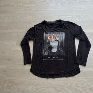 Zara Black Long Sleeve Shirt with Graphic Print